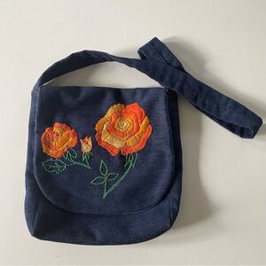 Handmade vintage denim/embroidered purse